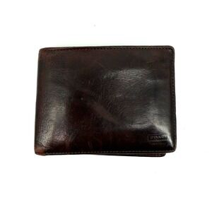 Coach Mahogany Brown Leather Bifold Pocket Men's Card Bill Wallet Vintage Slim